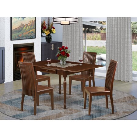 East West Furniture 5 Piece Monza Dinette Set - Mahogany MZIP5-MAH-W